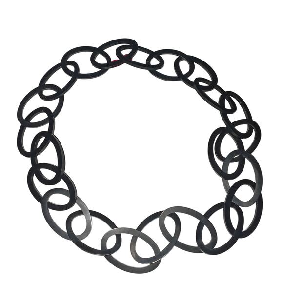 Iris Apfel & Bajalia  Black Oval Link Long Statement Necklace - Picture 1 of 3
